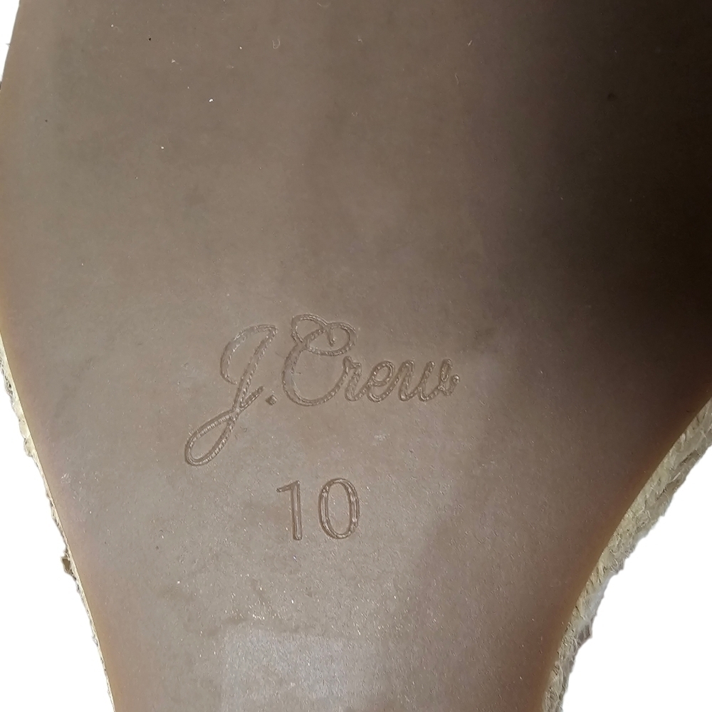 J. Crew Gold Pewter Jute Wedge Metallic Leather Sandals Strappy Shoes Size 10 - Picture 10 of 11